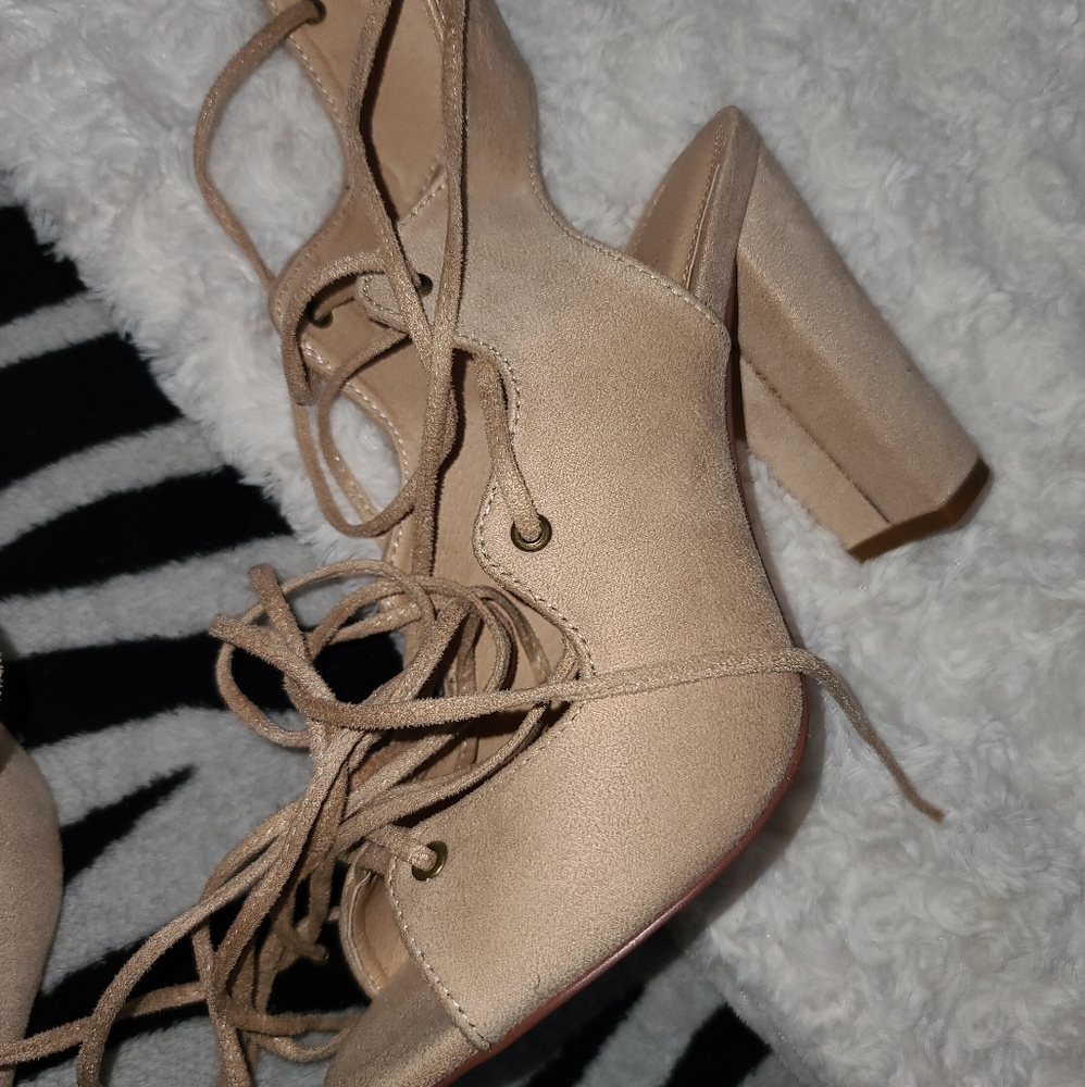 Tan platform heels